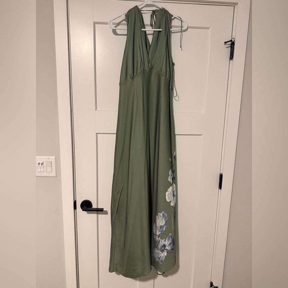 Olive Green Floral Dress